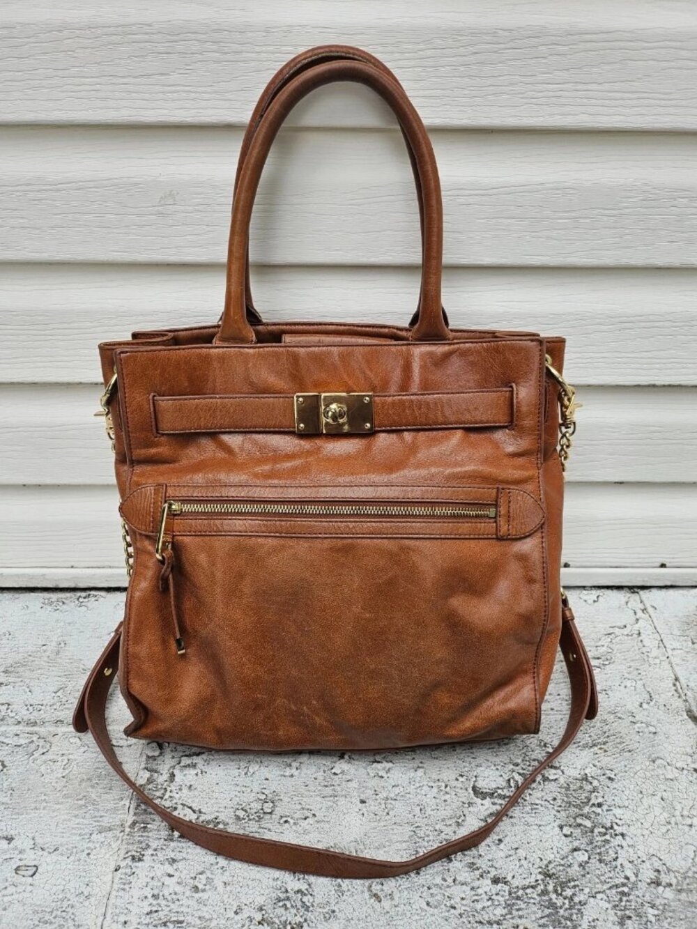Badgley Mischka Women Bag Purse Brown Leather Shoulder Bag Hand Bag